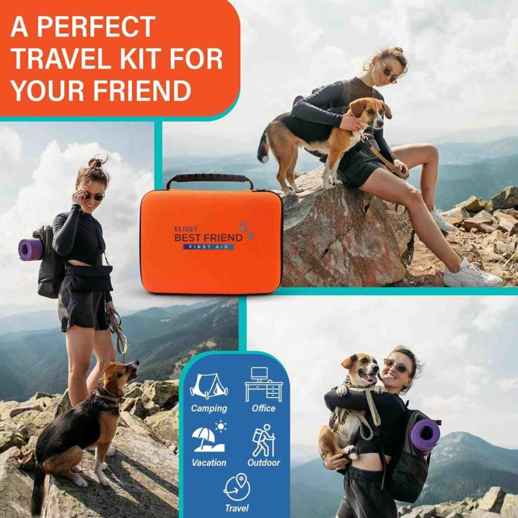 Elisey Pet First Aid Kit for Dogs, Cats, and Rabbits - Dog First Aid Kit & Cat Emergency Kit - Essential Cat & Dog Travel Essentials - Easily Packable.